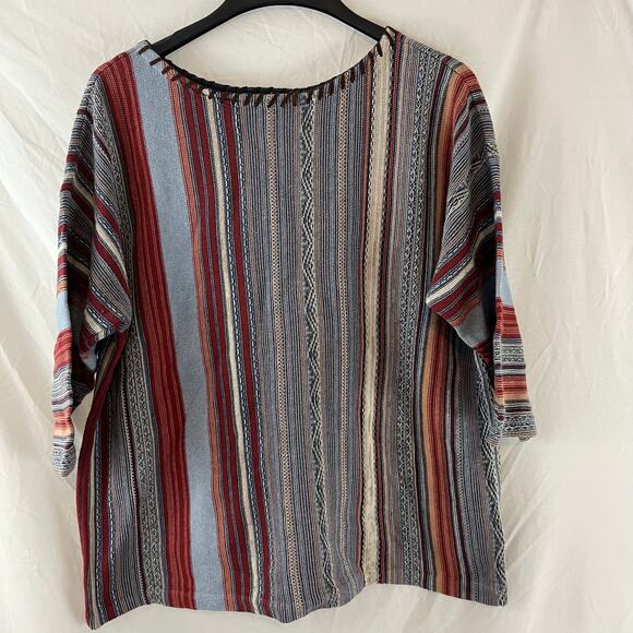 Chaps Southwestern Aztec Striped Pullover 3/4 Sleeve Sweater Top 1X - Picture 1 of 6